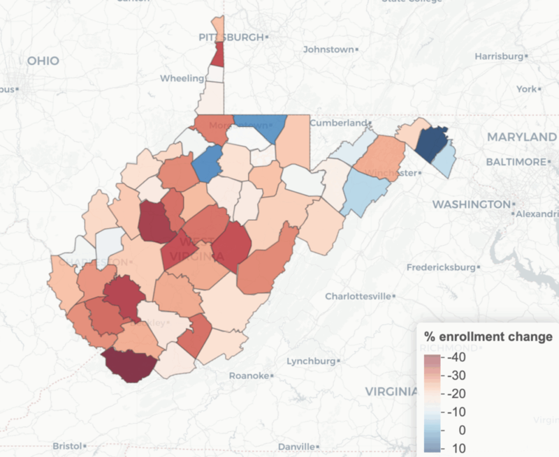 WV native creates online state school closure tracker; 70% of closures impacted elementary schools