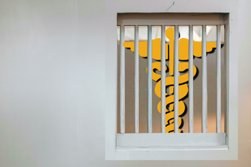 For over a decade, the state health department has considered extending Medicaid coverage to those soon-to-be-released from county jails and state-run prisons. | Photo: RDNE Stock Project/Pexels; sdfkjlksdfj/Wikimedia Commons | Illustration: Leor Stylar