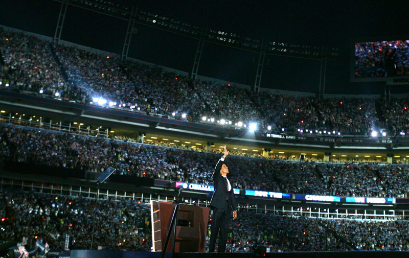 Fifty for 150: Obama accepts the Democratic nomination in Denver in 2008