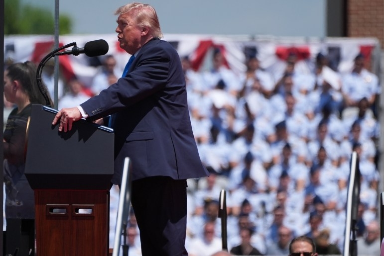 At Coast Guard Academy graduation, Trump heralds ‘golden age’