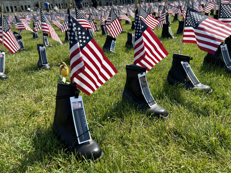 Over 7,000 combat boots brave elements at Fort Adams to honor fallen U.S. service members