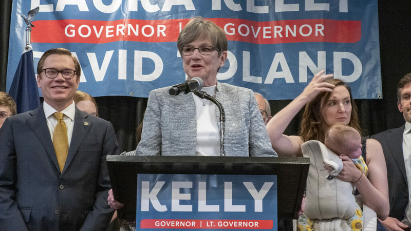 Kansas Gov. Laura Kelly leads Republican challenger Derek Schmidt by 14,000 votes