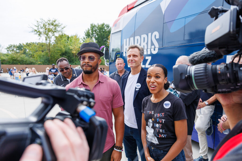 Cast of &amp;lsquo;Scandal&amp;rsquo; reunites in Michigan to rally Harris supporters around reproductive rights