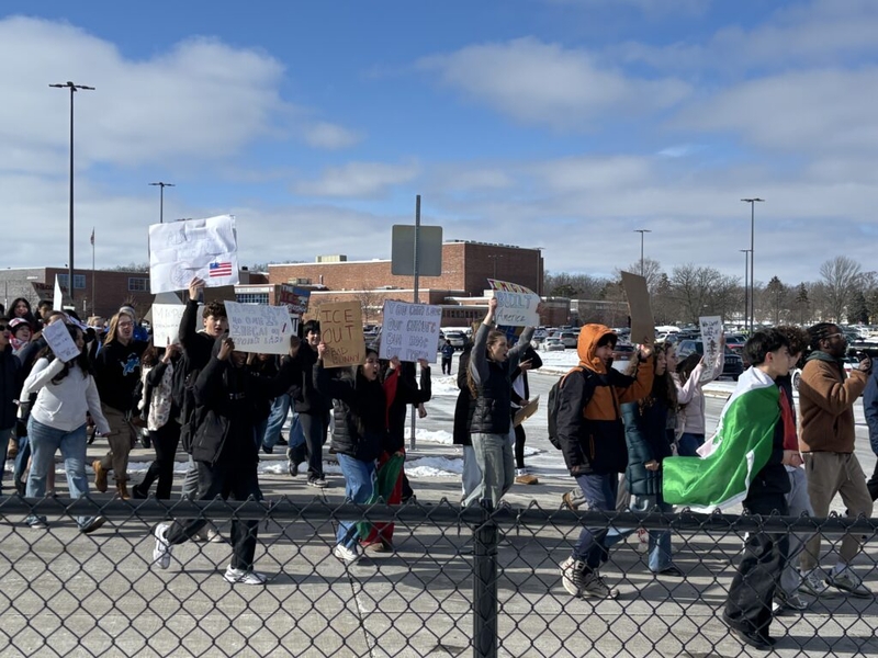 Hundreds of Ann Arbor Pioneer students leave class to protest ICE, support immigrants