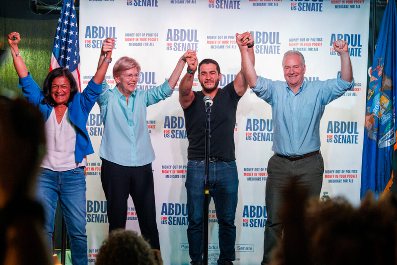 El-Sayed, Warren court McMorrow supporters at Ferndale rally