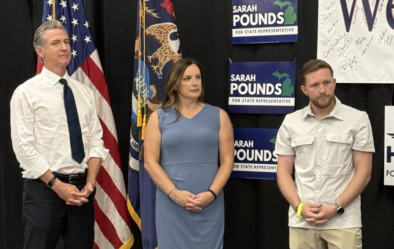 Newsom says national support ‘crucial’ for Democrats to win Michigan’s U.S. Senate race