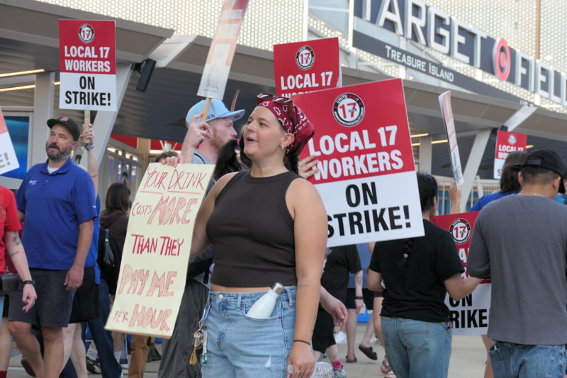 Concessions workers strike at Target Field during Twins vs. Dodgers game
