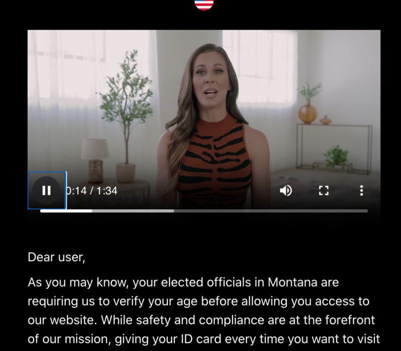 Pornhub blocks access by Montanans, citing bill to protect minors