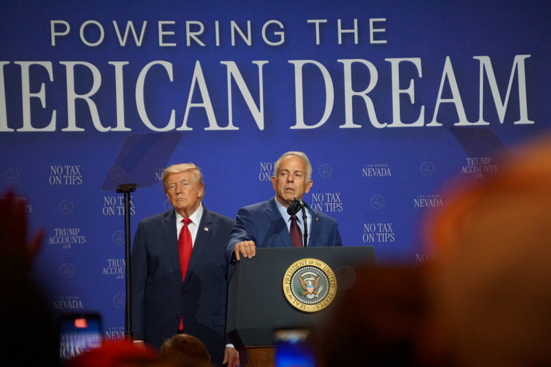 Lombardo rallies with Trump, defends taking care of billionaires