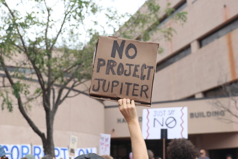NM residents protest pending Project Jupiter air quality permit outside Environment Department