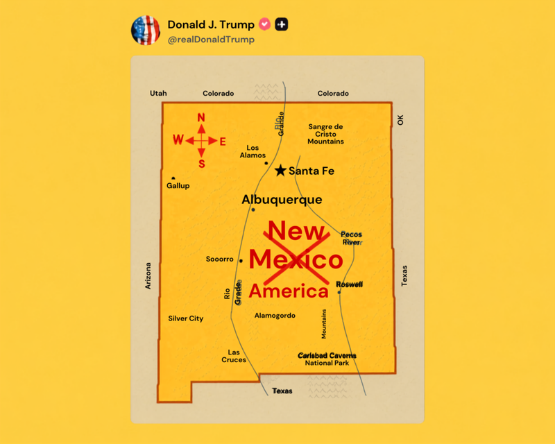 New Mexico officials reject Trump post proposing state name change