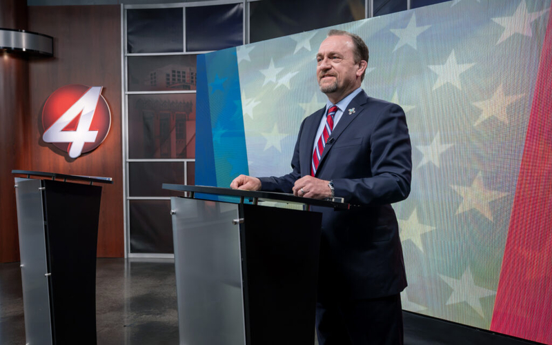 New Mexico GOP gubernatorial nominee Hull takes debate stage solo as Haaland opts to see farmers