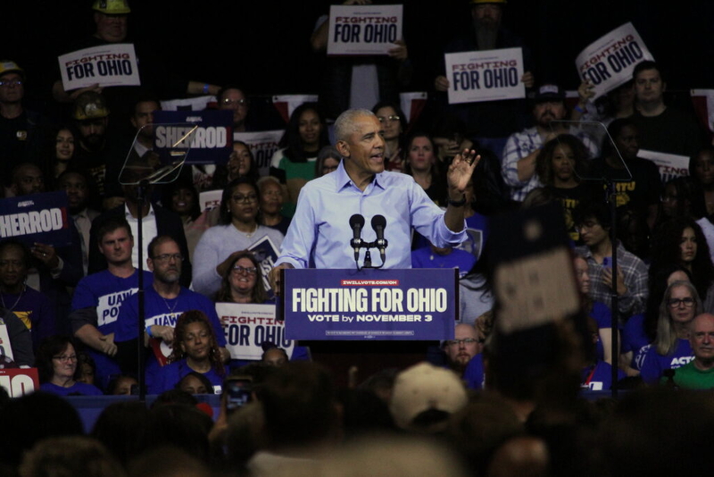 Former President Obama rallies with Ohio Democratic ticket in Cleveland