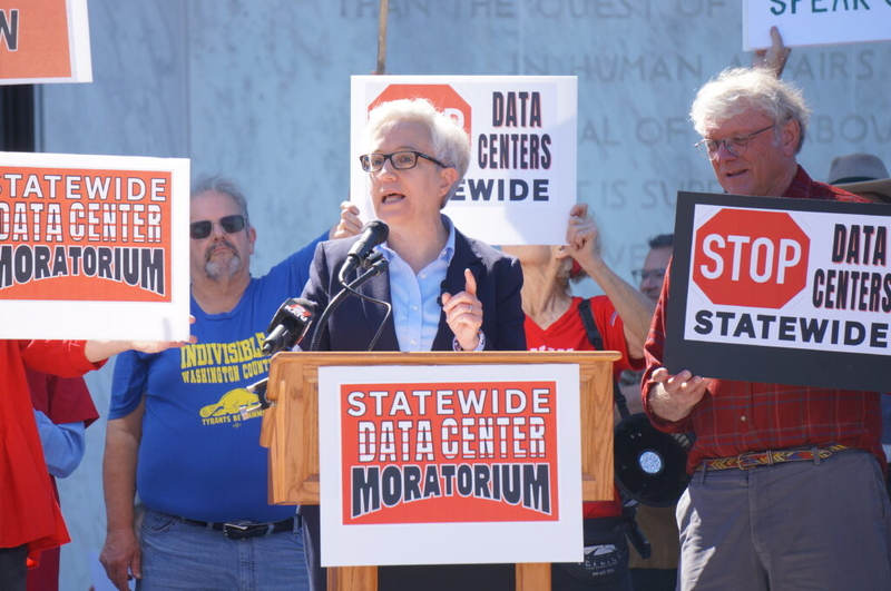 Gov. Kotek pauses data centers on state land. Capitol demonstrators want her to go further.