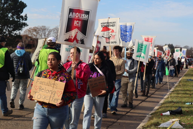 Protesters demonstrate outside new ICE detention building in Milwaukee