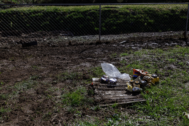 a mud covered playground