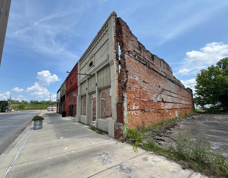 A dilapidated building.