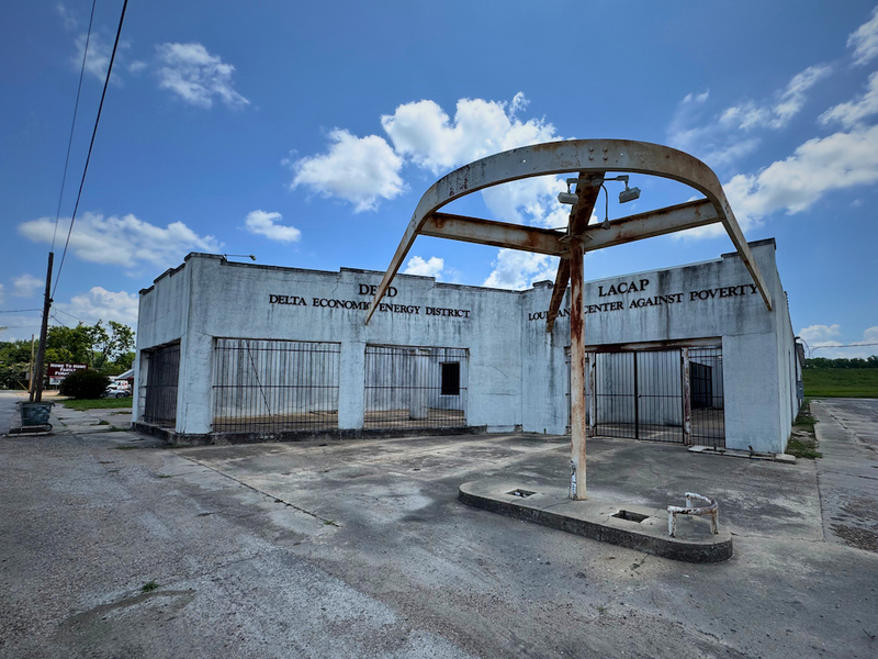 A dilapidated building.