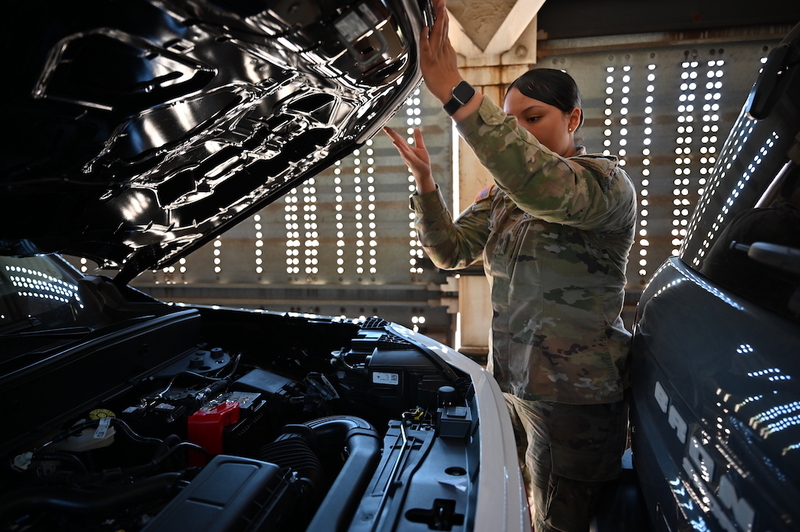 An Arizona Army National Guard member inspects a vehicle within a railcar entering the U.S. in Nogales, Ariz., in April 2025 as part of Task Force Stopping Arizona's Fentanyl Epidemic. Arizona is one of three states with more opioid overdose deaths as of October 2025 than at their national peak in 2023, according to a Stateline analysis.