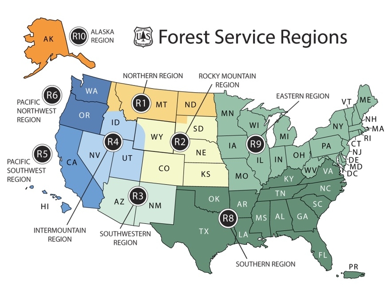 The U.S. Forest Service's current regional divisions. (Photo by U.S. Forest Service)