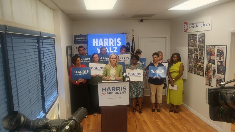 Two women directly affected by abortion bans in their states campaign in FL for Harris-Walz