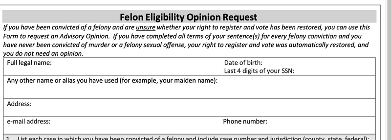Floridians with felony convictions can now contact the state to learn if they are eligible to vote