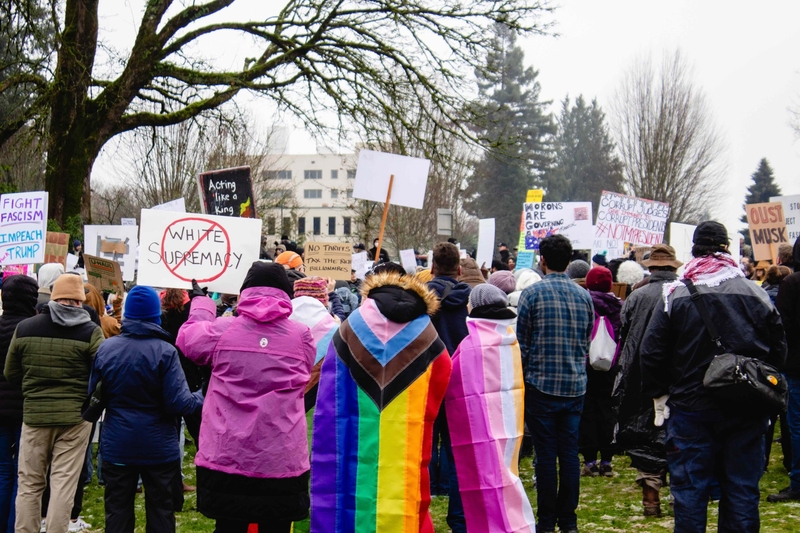 Hundreds gather at Washington state Capitol to protest Trump