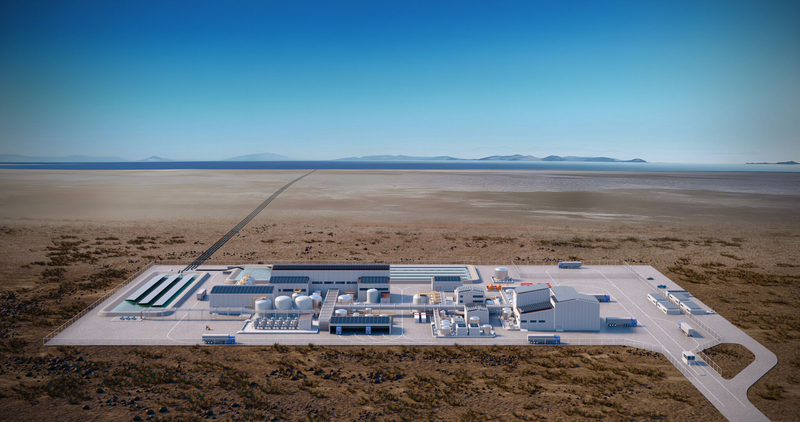 A rendering shows the vision for a large-scale lithium extraction operation. (Image courtesy of Lilac Solutions)