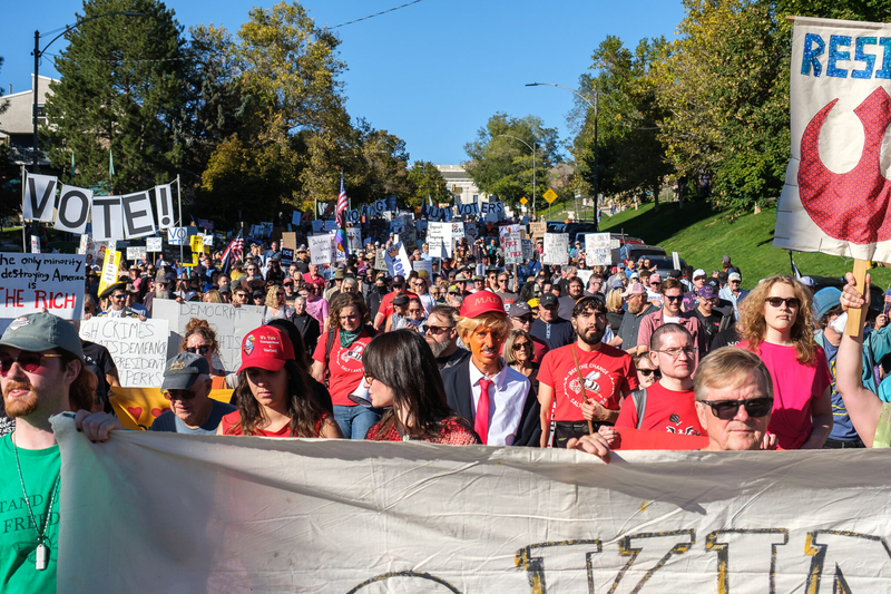 In Salt Lake City, No Kings marchers carry ballots to drop boxes