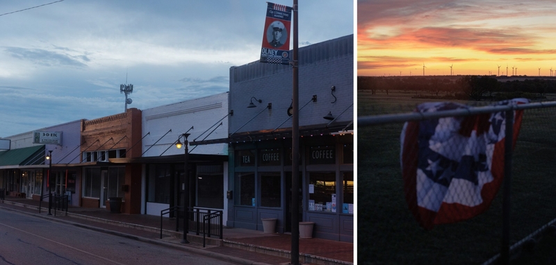 Left: Downtown Olney on June 26, 2025. Right: Windmills seen from Dr. Chantel Taylor’s backyard of her home in Olney on June 30, 2025.