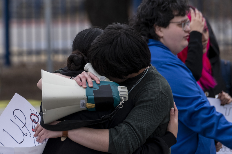 Memorial High School students walkout in protest against ICE in San Antonio on Jan. 30, 2026.