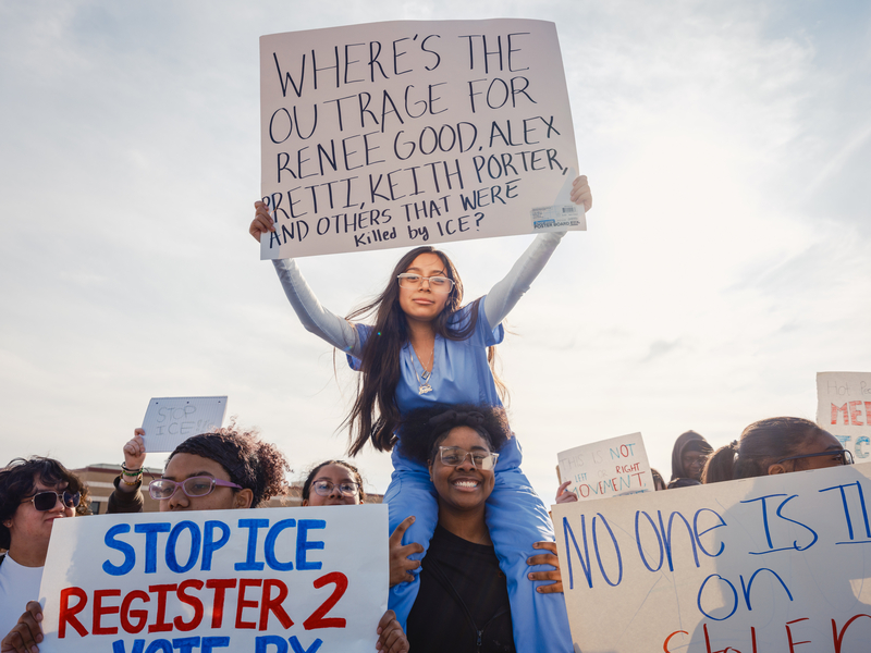 Hundreds of Texas public school students walk out to protest ICE killings