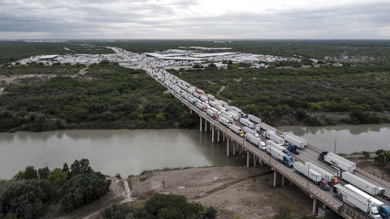 The World Trade International Bridge between Texas and Mexico on April 9, 2026. The bridge is the No. 1 inland port in North America, handling $354 billion in total trade in 2025. .