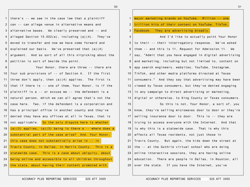 Paxton’s team argued the Roblox case could be tried anywhere in Texas because of the online nature of the company.