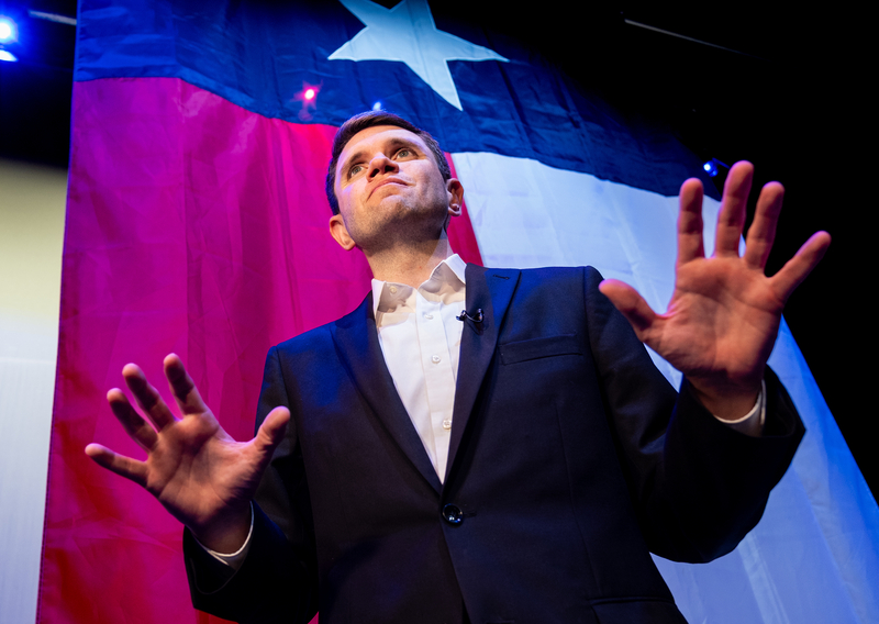 State Rep. and Democratic nominee for U.S. Senate James Talarico speaks with the press during a campaign stop in Longview on Sept. 17, 2025.
