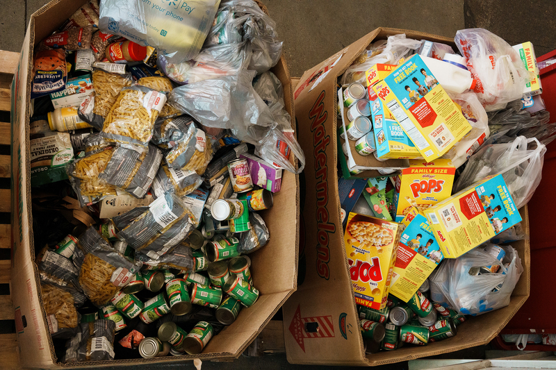 Pallets of donated food sit in the warehouse at the Houston Food Bank in Houston on Aug. 12, 2026.
