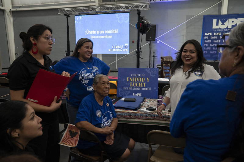 La Unión del Pueblo Entero members gather to form the “United and Fighting” committee during the biennial Cumbre de Miembros 2026 at the Pharr Development and Research Center in Pharr, Texas on August 29, 2026.