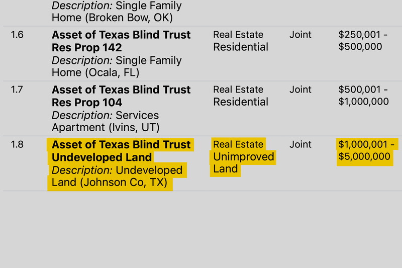 Ken Paxton omits rental income and mortgages from financial disclosures, obscuring his wealth