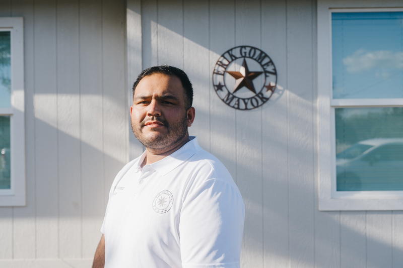 Gomez outside of his home in Sabinal on Oct. 6.