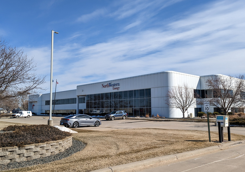NorthWestern Energy in Huron. The company headquarters was formerly located in the city. (John Hult/South Dakota Searchlight)