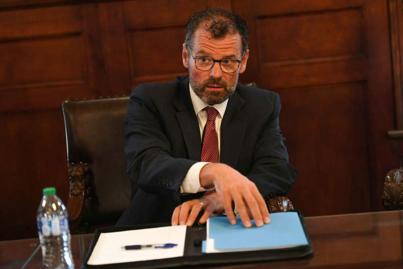 South Dakota Secretary of Social Services Matt Althoff discusses state efforts regarding child welfare during an interview with the Argus Leader and South Dakota Searchlight in the Governor’s Office at the State Capitol on Tuesday, Sept. 26, 2023. (Samantha Laurey, Argus Leader)