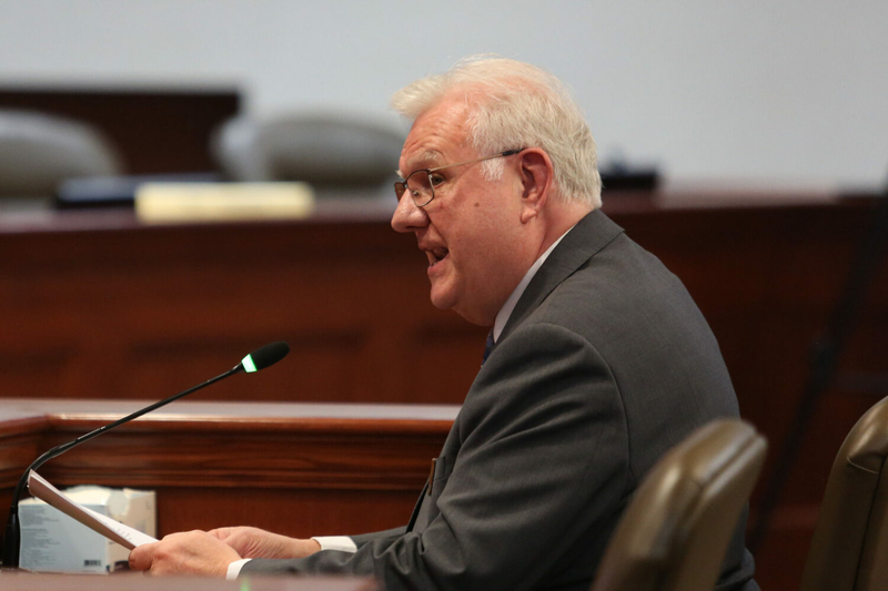 South Dakota Right to Life Executive Director Dale Bartscher speaks to the House State Affairs Committee on Feb. 7, 2024. (Makenzie Huber/South Dakota Searchlight)