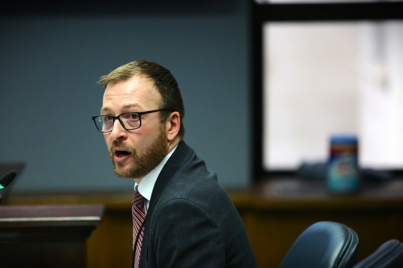 Bureau of Finance and Management State Economist Derek Johnson speaks to lawmakers during a Joint Appropriations Committee meeting on Feb. 13, 2024. (Joshua Haiar/South Dakota Searchlight)