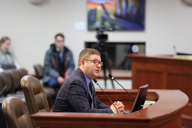 Rep. Tony Venhuizen, R-Sioux Falls, testifies to a legislative committee on Jan. 17, 2025, at the South Dakota Capitol in Pierre. (Joshua Haiar/South Dakota Searchlight)