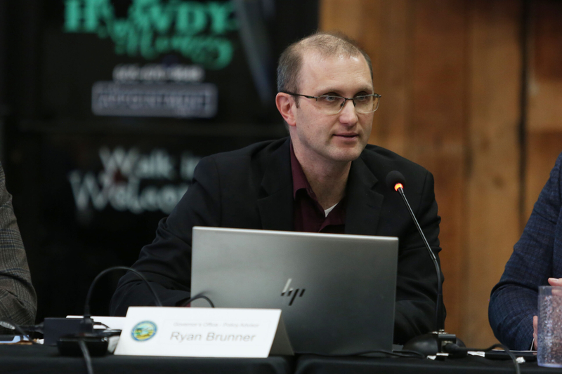 Ryan Brunner, senior policy adviser for the governor, speaks during the state Correctional Rehabilitation Task Force meeting in Sioux Falls on Oct. 29, 2025. (Makenzie Huber/South Dakota Searchlight)