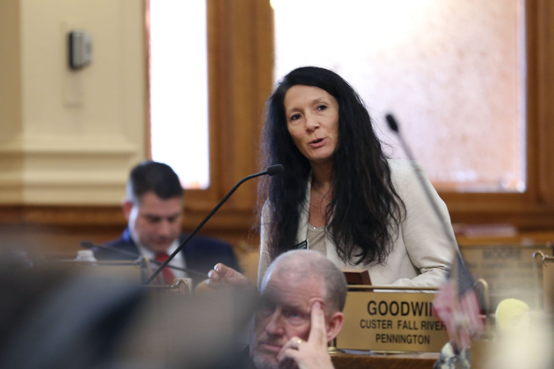 Rep. Heather Baxter, R-Rapid City, speaks on the House floor on Feb. 10, 2026. (Photo by Makenzie Huber/South Dakota Searchlight)