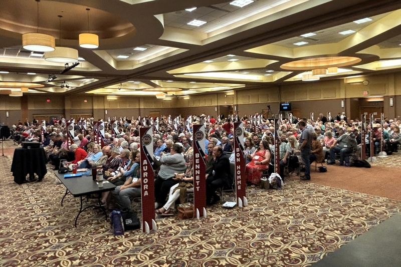 Delegates, party officials and guests attend the South Dakota Republican Convention on June 27, 2026, at The Monument events center in Rapid City. (Photo by Seth Tupper/South Dakota Searchlight)