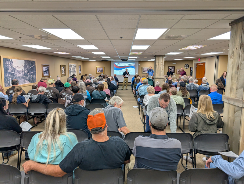 Black Hills residents listen to a presentation from the Department of Transportation about the proposed U.S. Highway 85 reconstruction on June 4, 2026. (Courtesy of Paul Horsted)