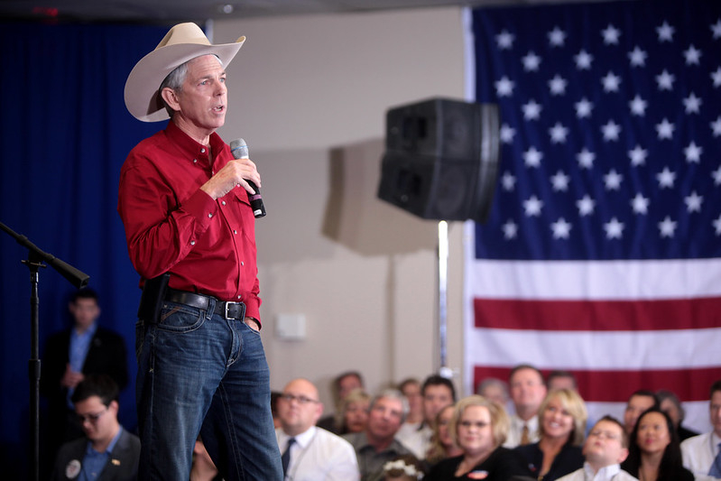 David Barton speaks at a 2016 rally in Henderson, Nevada, alongside U.S. Sen. Ted Cruz and conservative pundit Glenn Beck. (Photo by Gage Skidmore/The 74)