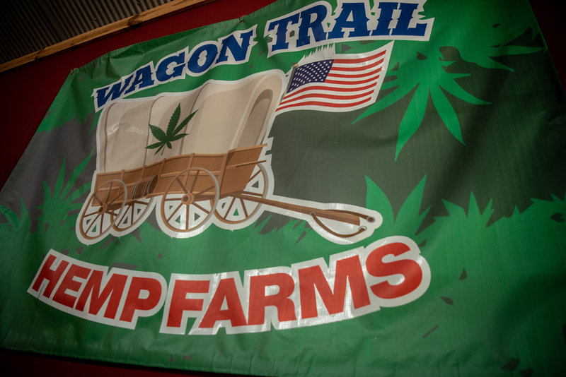 A sign saying Wagon Trail Farms